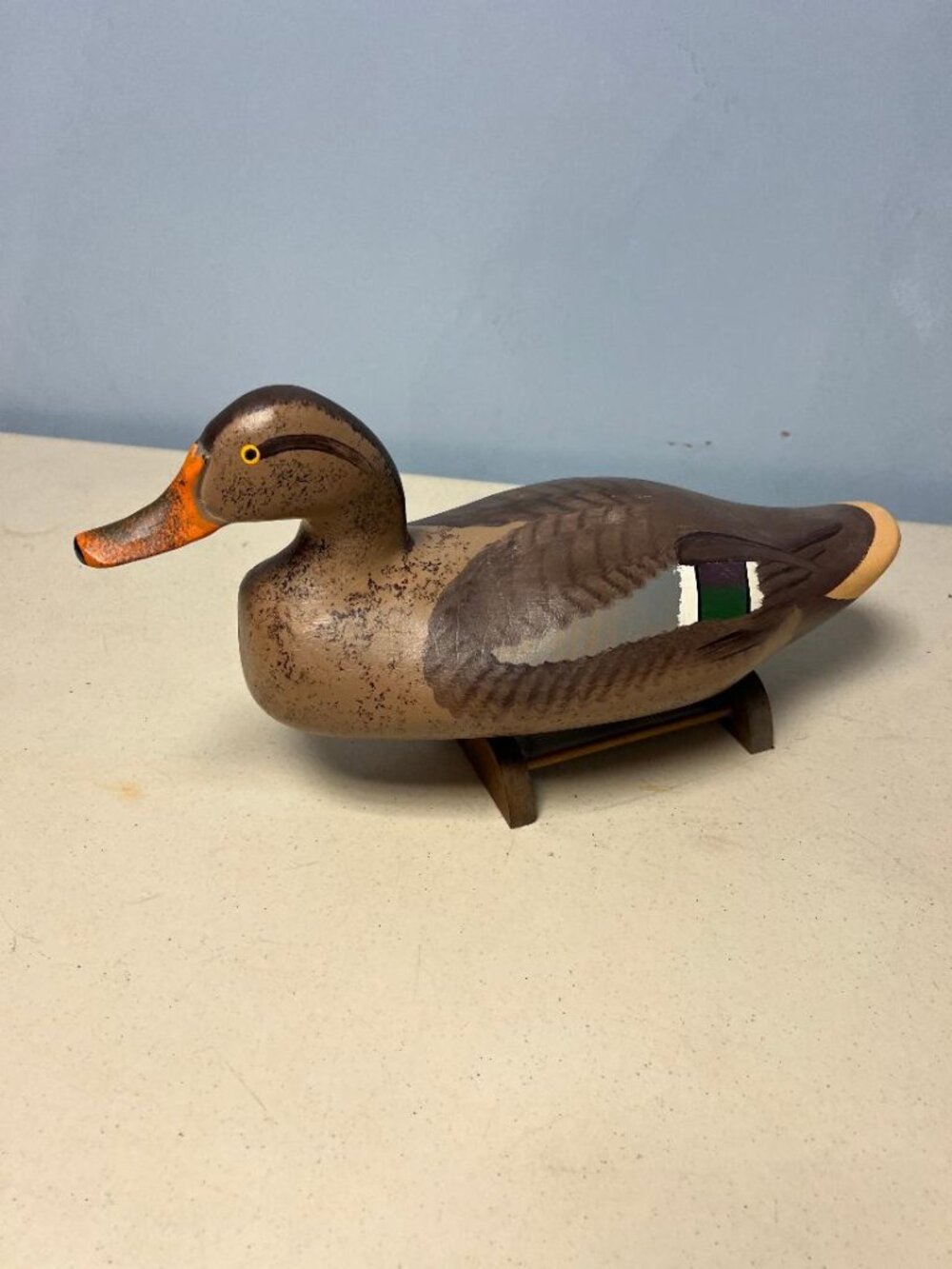 Wooden Duck Decoy with Stand